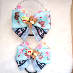 【T-360】くまヘアリボン　キッズヘアゴム　キッズヘアリボン　ハンドメイド T-360】くまヘアリボンキッズヘアゴムキッズヘアリボンハンドメイド