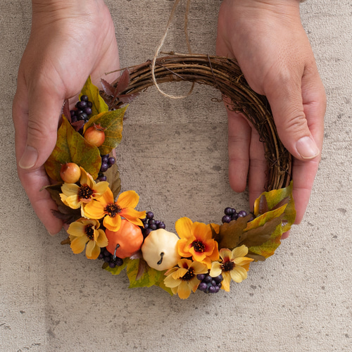 秋色オータムリース『ハロウィンのハーフリース』 No.300800 リース