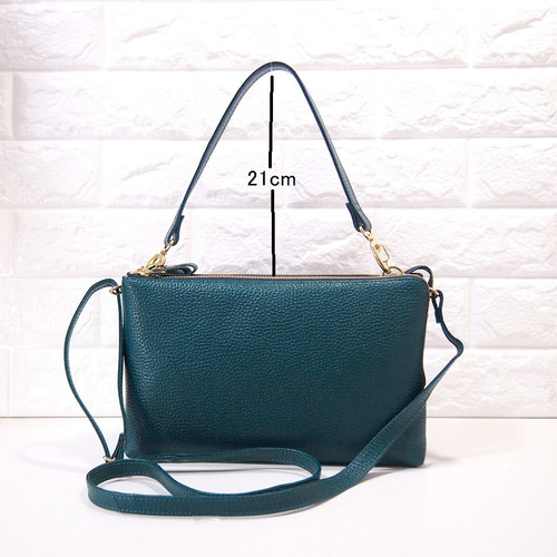 ハンドメイド☆日本製☆本革☆お財布ポシェット☆L字ファスナー・特大  