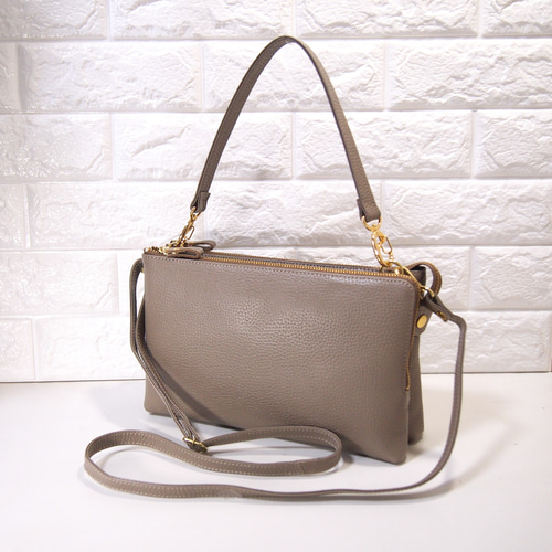 ☆ハンドメイド☆日本製☆本革☆お財布ポシェット☆L字ファスナー  