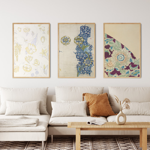 ウィリアム・モリス花柄とリーフ模様アートポスター☆ボタニカル