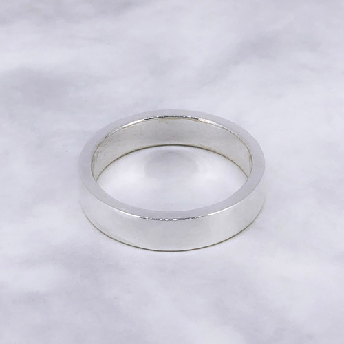 リング5mm幅スクエア】高純度シルバー1000 純銀 プレーン平打ち