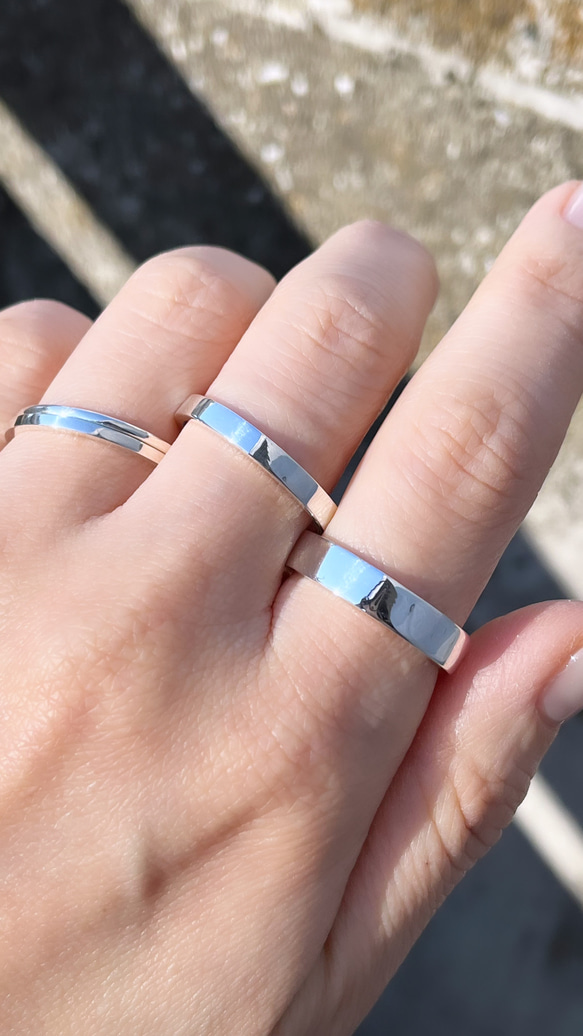 重ねづけリング4本セット【1.5mm2本/3mm/5mm】高純度シルバー1000