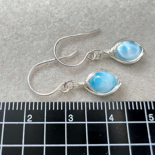 ラリマーのピアス✨ワイヤーアクセサリー✨天然石アクセサリー
