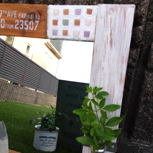 アンティーク ミラー 鏡 木製 タイル その他インテリア雑貨 goen 91