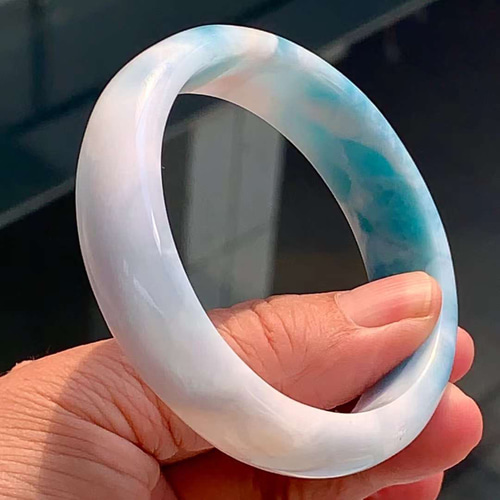 天然無処理　ラリマー  デザイン　バングル
N588 天然無処理 ラリマー ブレスレット 12mm-41.7g ブレスレット