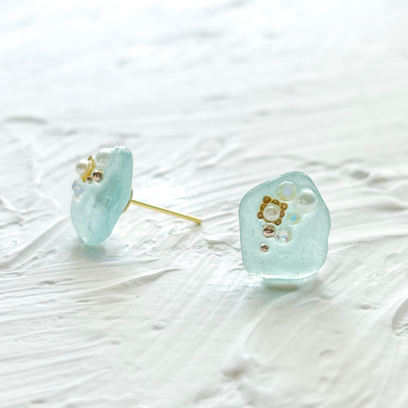 透明感のあるシーグラス ピアス/イヤリング イヤリング  