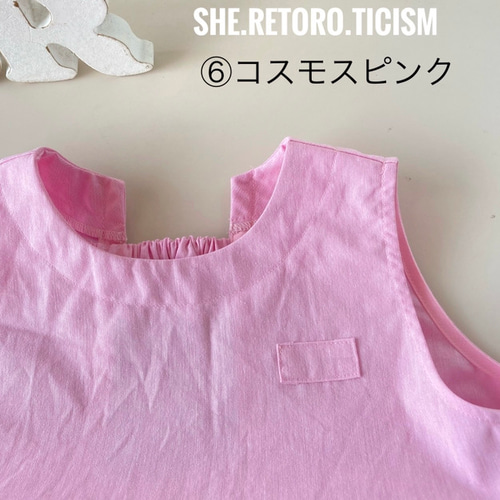 ☆110cm☆すぐに発送できる袖無しスモック☆ ＃後ろゴム ＃スモック