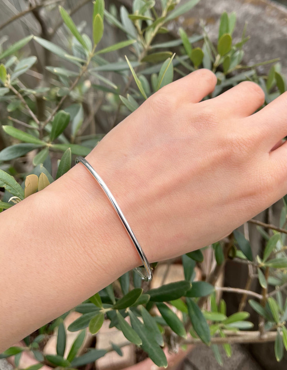 バングル2.5mm幅ラウンド】高純度シルバー1000 純銀 シンプル プレーン