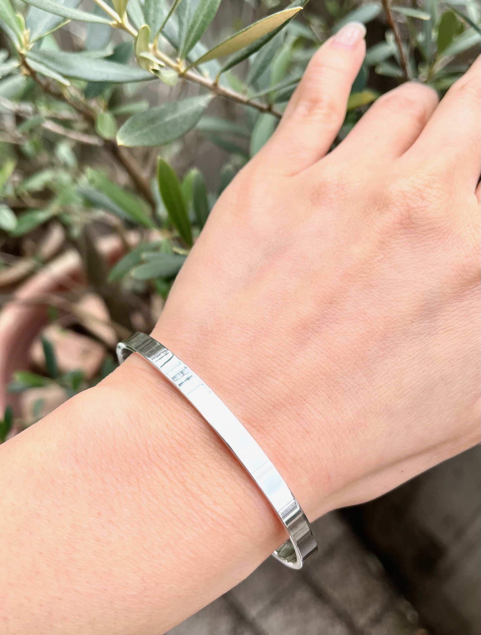 ￼Ｕ　silver1000*純銀製*ぽってりシンプルボリュームバングル バングル5mm幅フラット】高純度シルバー1000 純銀 シンプル プレーン