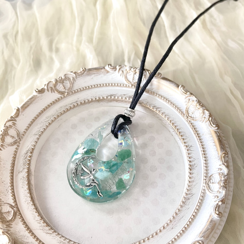 希望の石】アマゾナイトと水晶の妖精オルゴナイトネックレス  