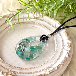 希望の石】アマゾナイトと水晶の妖精オルゴナイトネックレス  