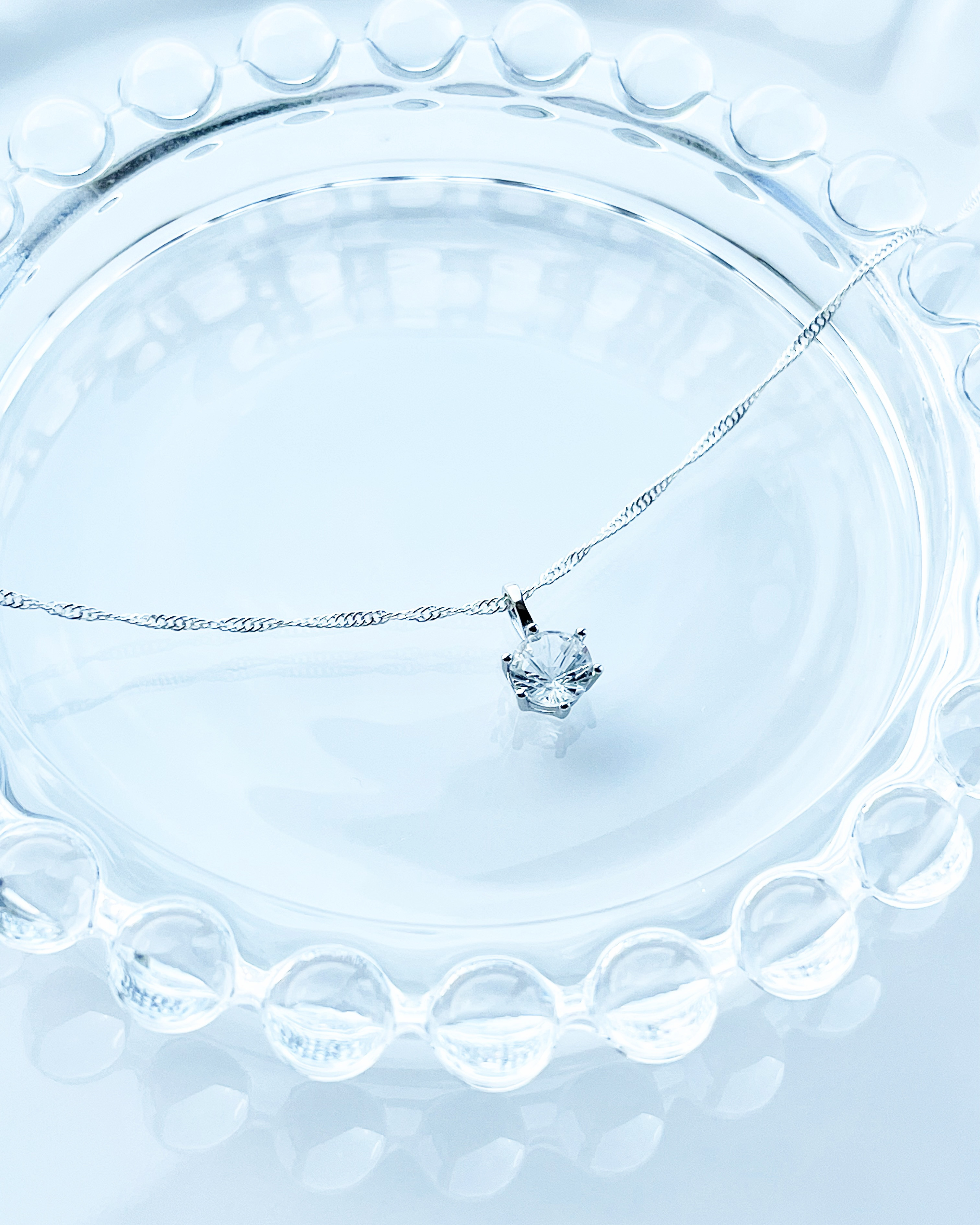 silver925 ホワイトトパーズ〜天然ブルーカラー ˚✧₊⁎シンプルネックレス【天然石M サイズ】