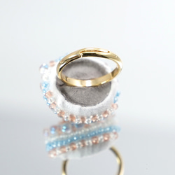 閒聊戒指，也可用於繫圍巾 175 均碼串珠刺繡戒指 藍色寶石超大戒指 第6張的照片