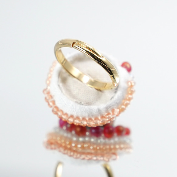 閒聊戒指，也可用於繫圍巾 176 均碼串珠刺繡戒指 粉紅色 Bijou 超大戒指 第6張的照片