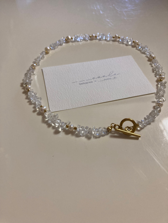 ーquartz×pearlマンテルネックレスー サージカルステンレス