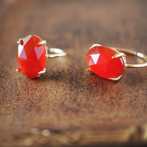 ☆アンティークな雰囲気のローズカット☆レッドアゲートのリング 赤い  