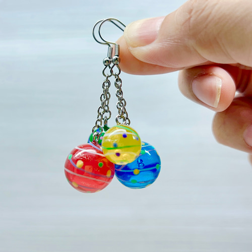 ダブルヨーヨーピアス/ヨーヨーイヤリング ピアス（フック・チェーン