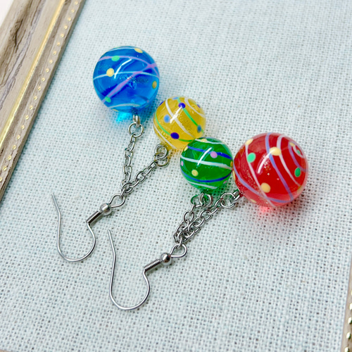 ダブルヨーヨーピアス/ヨーヨーイヤリング ピアス（フック・チェーン