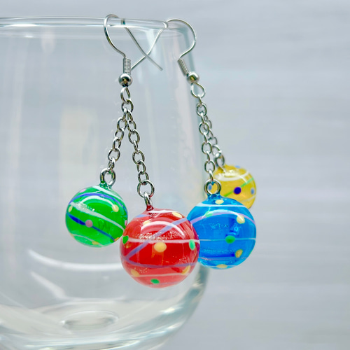 ダブルヨーヨーピアス/ヨーヨーイヤリング ピアス（フック・チェーン