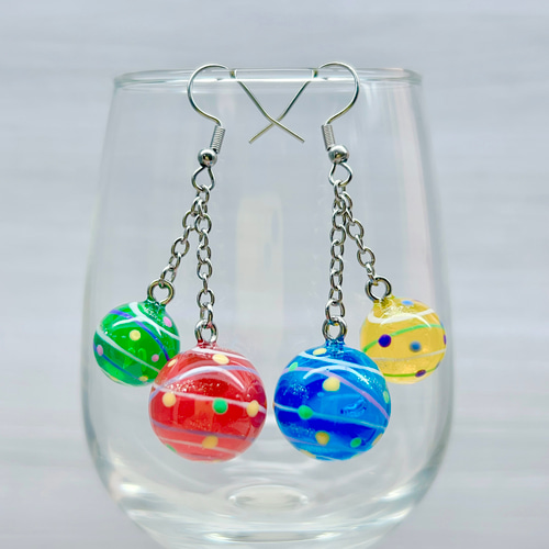 ダブルヨーヨーピアス/ヨーヨーイヤリング ピアス（フック・チェーン