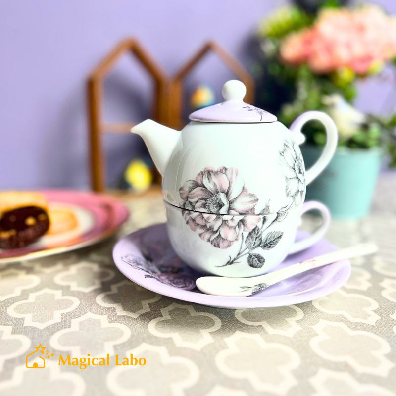 ★美品★ファークラフト　抱き型ティーカッププードル　シルバー×紫リボン ☆美品☆ファークラフト 抱き型ティーカッププードル シルバー
