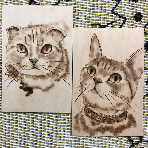 オーダー　ウッドバーニング似顔絵 似顔絵オーダー ☆ウッドバーニング 木製プレート - メルカリ