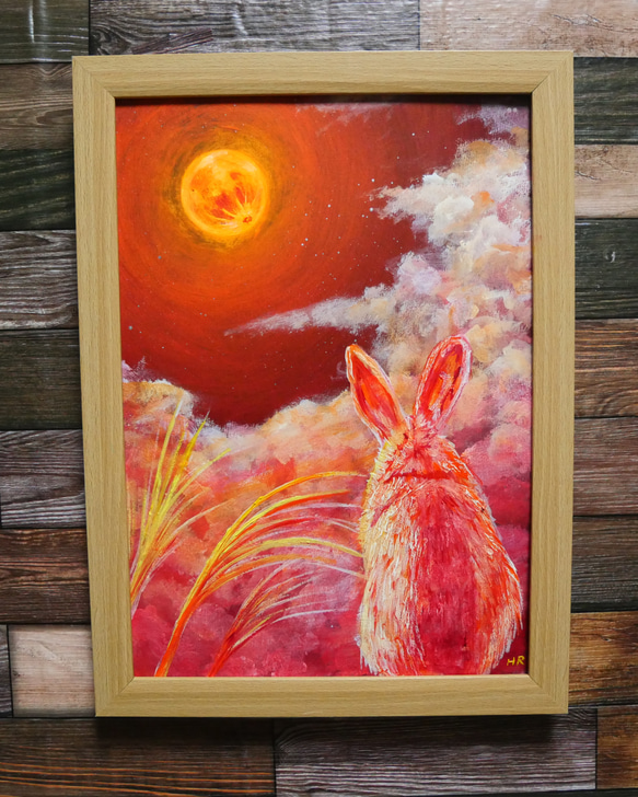 油絵 絵画 オレンジ月のうさぎ 絵画 ＨＲ 通販｜クリーマ