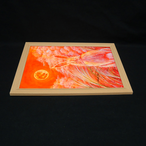 油絵 油彩 油彩画 絵画 絵【オレンジの月うさぎ】 絵画 HR 通販