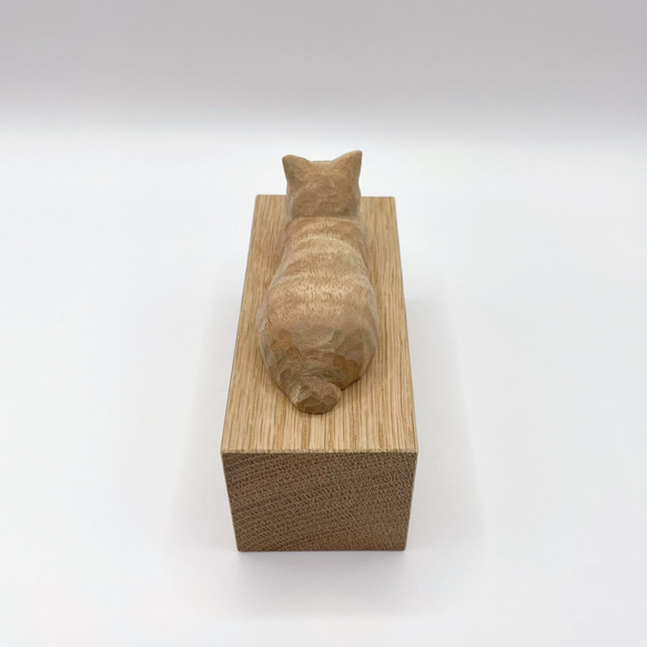 【色付けセミオーダー】木彫のねこ　ぺったり猫 4枚目の画像