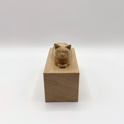 【色付けセミオーダー】木彫のねこ　ぺったり猫 3枚目の画像