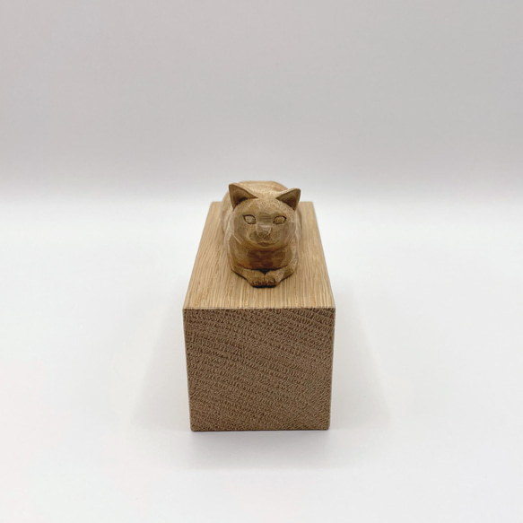 【色付けセミオーダー】木彫のねこ　ぺったり猫 3枚目の画像