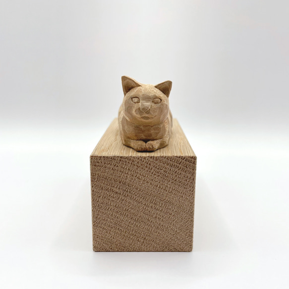 【色付けセミオーダー】木彫のねこ　ぺったり猫 7枚目の画像