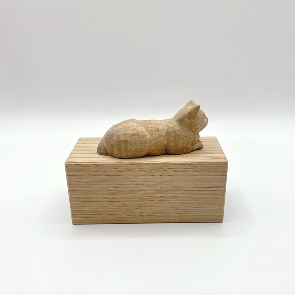 【色付けセミオーダー】木彫のねこ　ぺったり猫 5枚目の画像