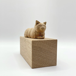 【色付けセミオーダー】木彫のねこ　ぺったり猫 2枚目の画像
