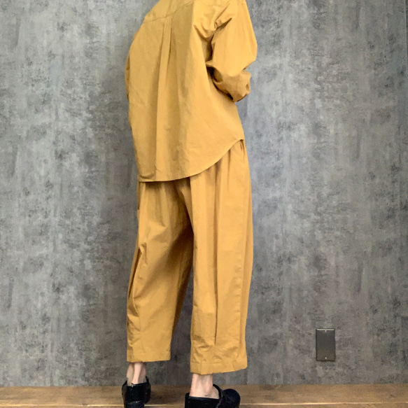 Sale ヘンプコットンシャツ マスタード  Hemp cotton shirts mustard 2枚目の画像