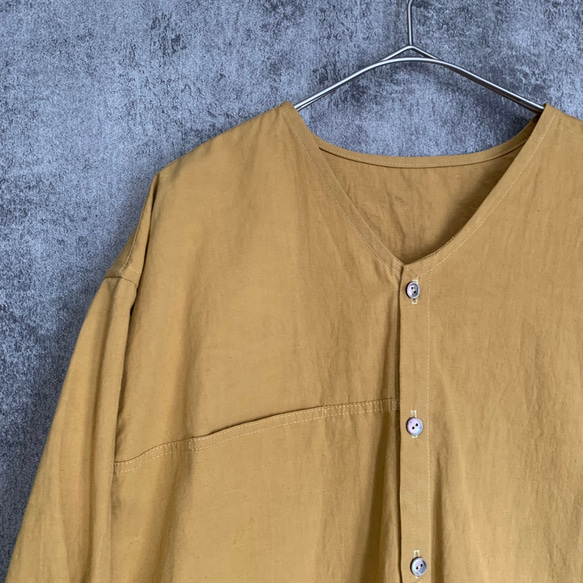 Sale ヘンプコットンシャツ マスタード  Hemp cotton shirts mustard 11枚目の画像