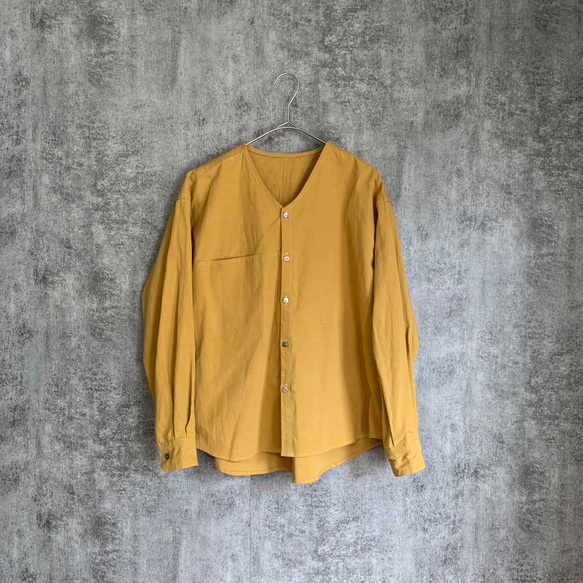 Sale ヘンプコットンシャツ マスタード  Hemp cotton shirts mustard 6枚目の画像