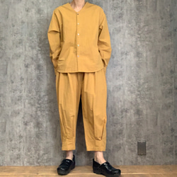 Sale ヘンプコットンシャツ マスタード  Hemp cotton shirts mustard 1枚目の画像