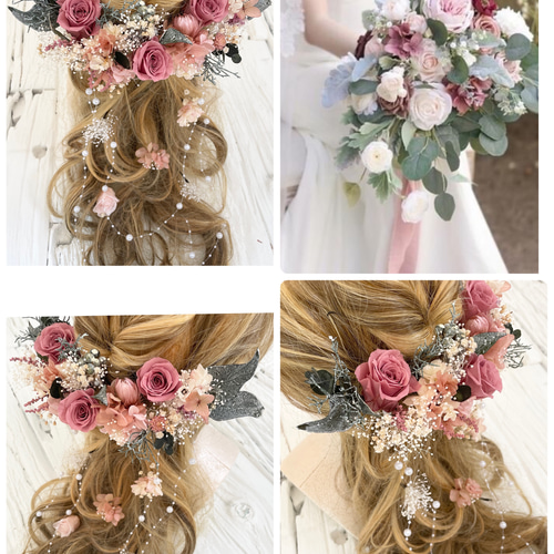 スモーキーピンク 髪飾り ヘッドドレス ヘッドドレス（アクセサリー  