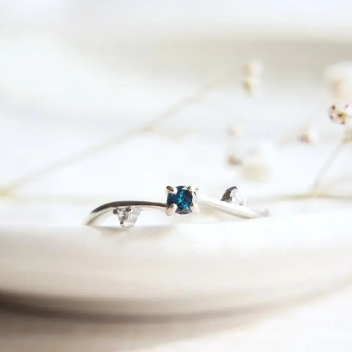 ダークブルーダイヤモンド/ひと粒のリング/4月誕生石 指輪・リング yz