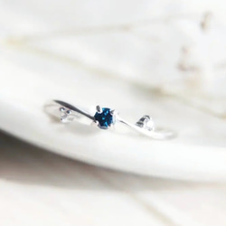 ブルーダイヤモンド　リング ダークブルーダイヤモンド/ひと粒のリング/4月誕生石 指輪