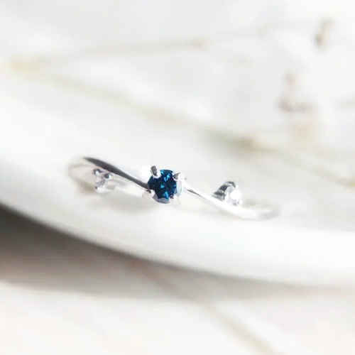 ダークブルーダイヤモンド/ひと粒のリング/4月誕生石 指輪・リング yz