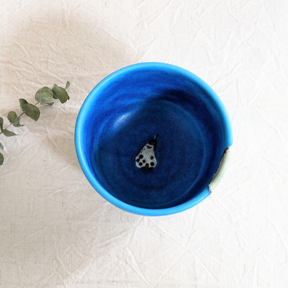 洋なし柄のフリーカップ(青) 5枚目の画像
