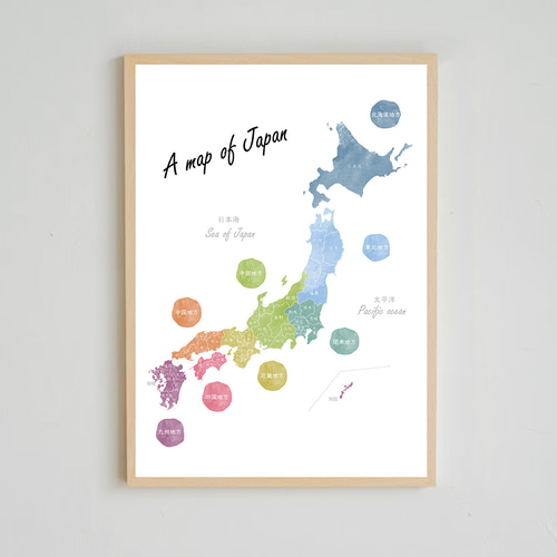 日本地図ポスター 都道府県 北欧デザイン ポスター A4 A3 A2 雑貨 