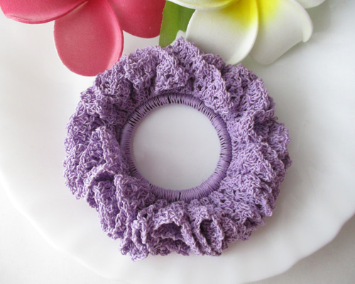 ハンドメイド ヘアゴム☆ラベンダーカラー 親子お揃い】刺繍アクセサリー&ヘアゴムセット『ラベンダー』 | AMYu