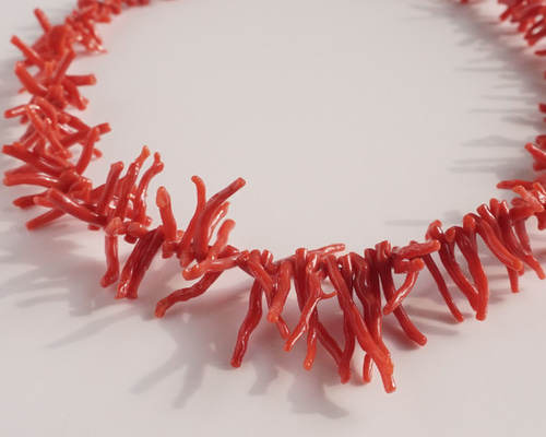 【K14刻印】天然 赤色 本珊瑚 ネックレス ベビー珊瑚 大珠 グラデーション
