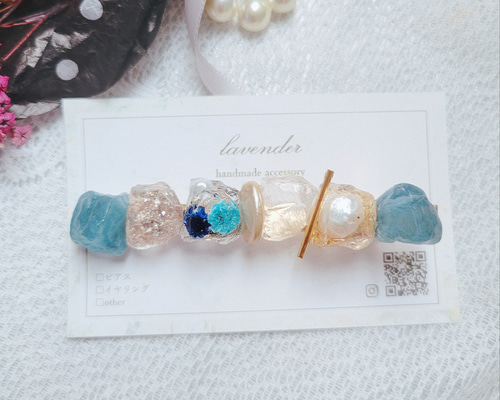 レジンヘアゴム クリップ ラベンダー バイカラー シンプル レジン