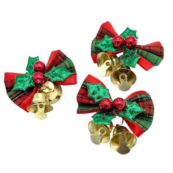 チャーム クリスマス ベル 手芸  オーナメント風  3個入り ハンドメイド  手芸材料 pt-2180 1枚目の画像