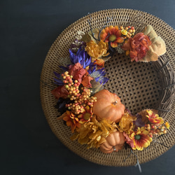 秋のリース　アーティフィシャルフラワー　造花　造花リース　秋　ハロウィン　毎年飾れる　プレゼント　秋リース　かぼちゃ 7枚目の画像